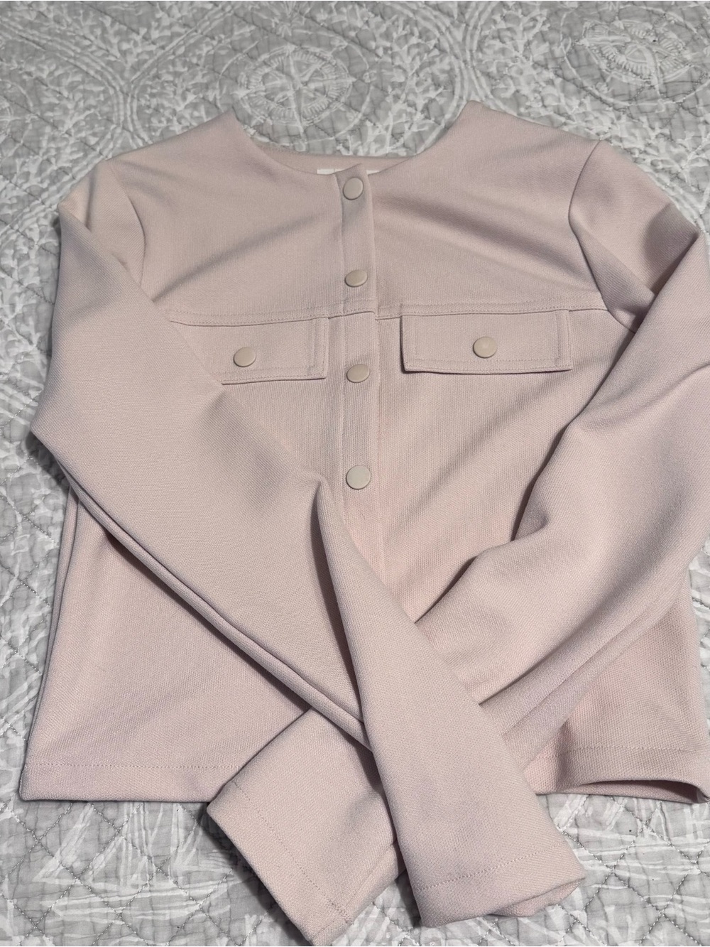 NWOT H&M Blush Pink Snap-Front Knit Blazer Sweater